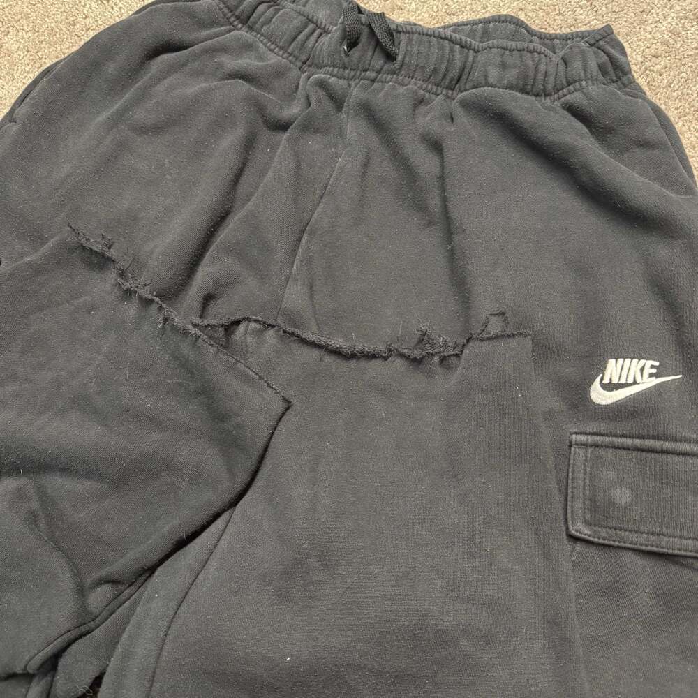 Nike Men's Distressed Black Fleece Cargo Sweatpants